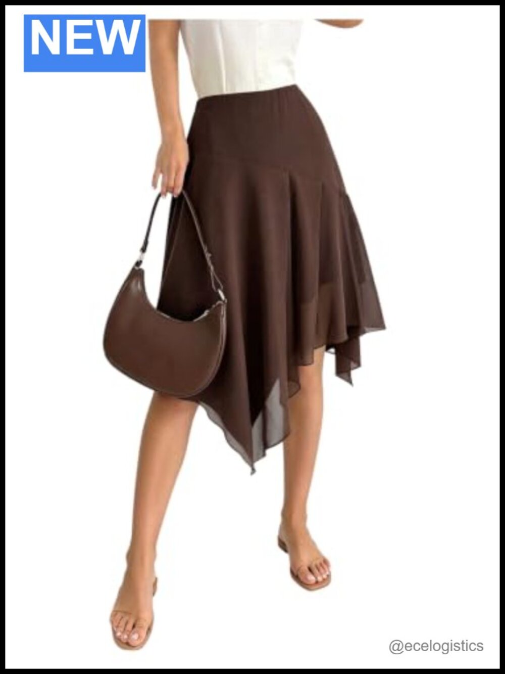 Asymmetrical Ruffle Midi Skirt Low Rise Mesh Beach Vacation Flowy